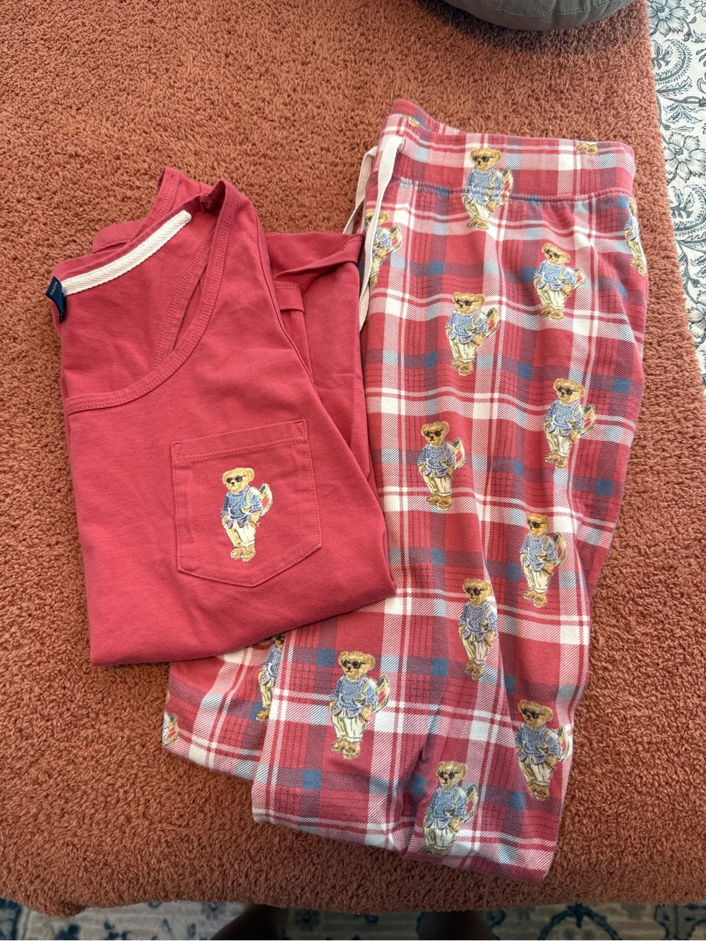Polo Ralph Lauren Ladies Bear Print Pajama Set (L Top M Bottom )